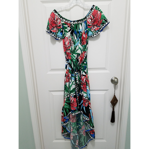 Flying Tomato Sz S Classy Boho Green Floral High Low Maxi Dress NEW without TAG - Picture 3 of 10